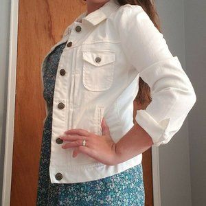 J. Crew Trucker Jacket White Denim Size S